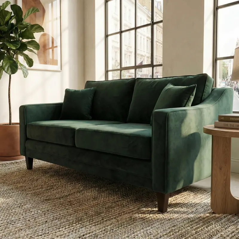 Bottle Green Wiltshire Two-Seat Velvet Sofa 1