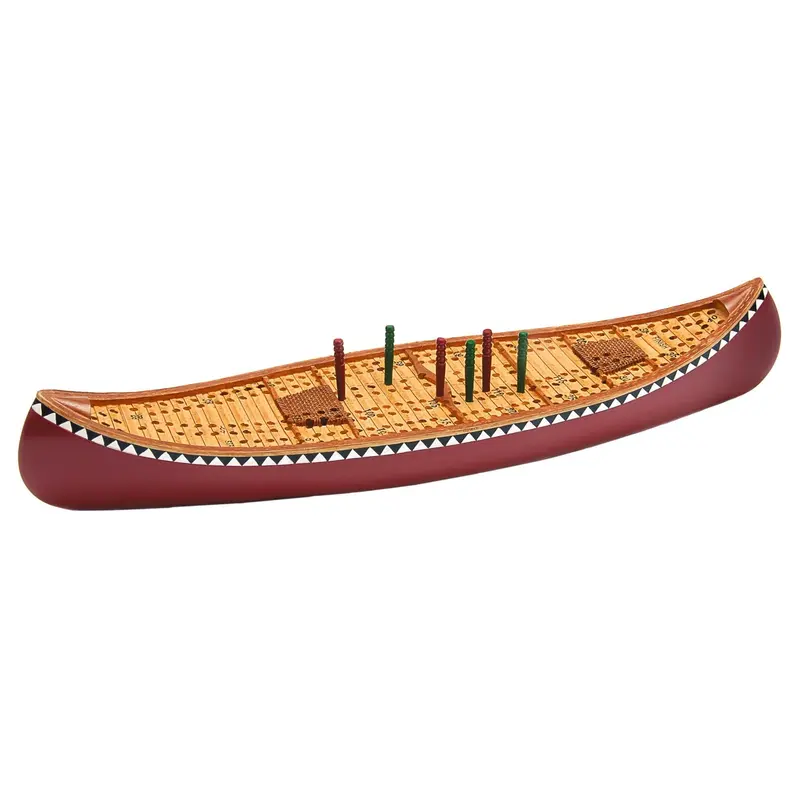 Canoe-Shaped Wooden Cribbage Board 1