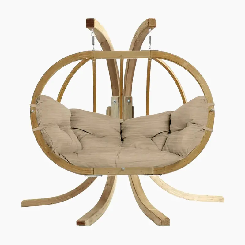Globo Royal Double Hanging Chair Set – Weather-Resistant Sahara Sand 1
