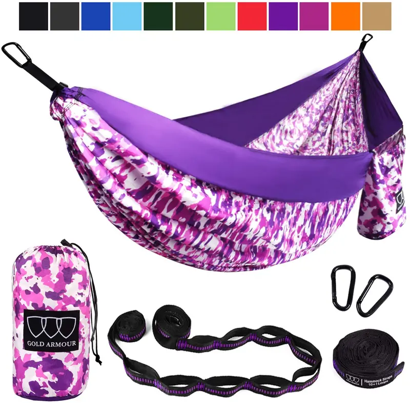 Gold Armour Purple Camo Camping Hammock – Tactical-Themed Outdoor Gear 1