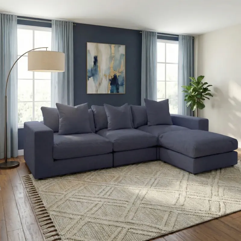 Midnight Blue Hampshire Three-Seat Modular Sofa 1