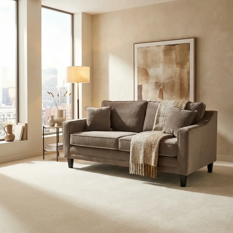 Mink Wiltshire Two-Seater Velvet Sofa 1