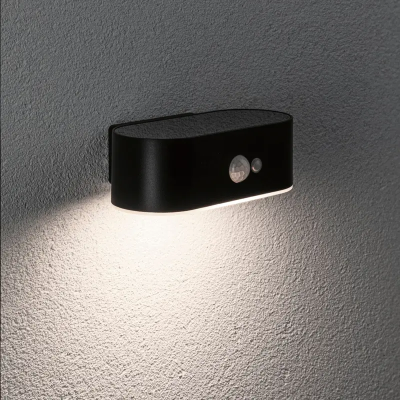 Paulmann Adya 2.5W Black Solar Wall Light With Motion Sensor 1