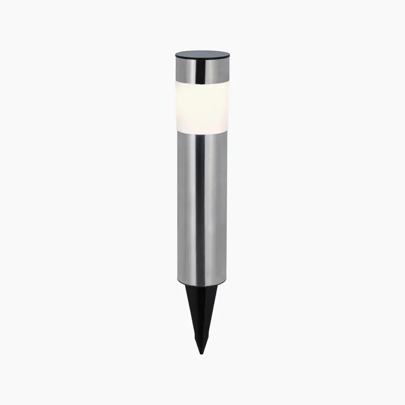 Paulmann Layra 2W Solar Bollard Lamp With Brushed Iron Aesthetic 1
