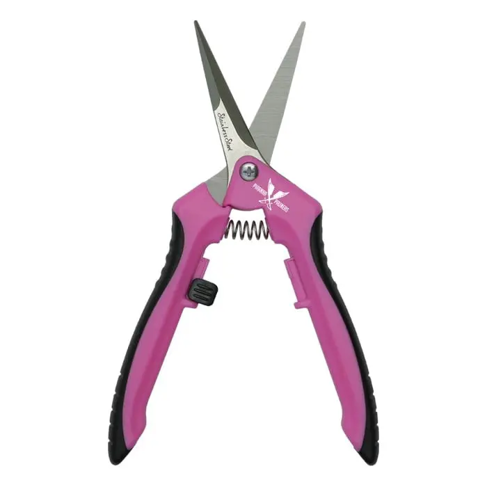 Piranha Pruners – Curved-Blade Trimming Scissors With Pink Handle 1