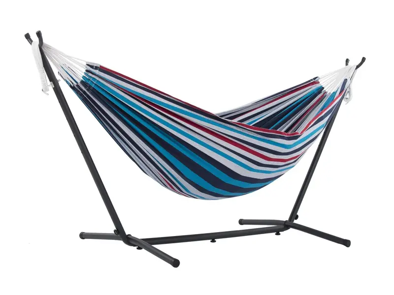 Red-White-And-Blue Patriotic Brazilian Hammock With Steel Stand 1