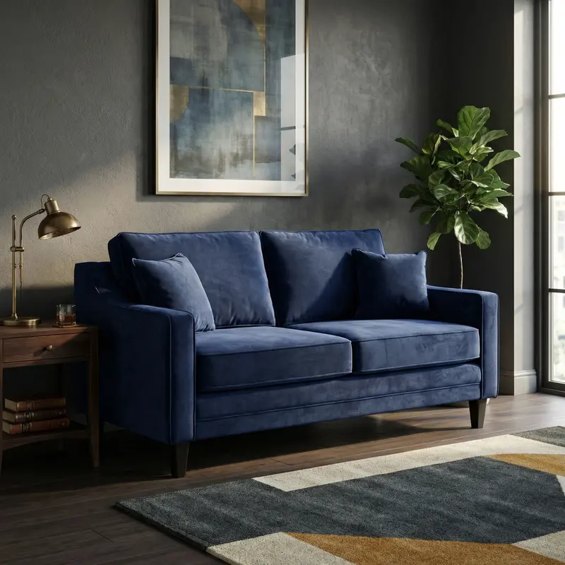 Royal Blue Wiltshire Two-Seater Velvet Sofa 1