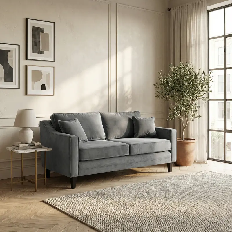 Steel Grey Wiltshire Two-Seat Velvet Sofa 1