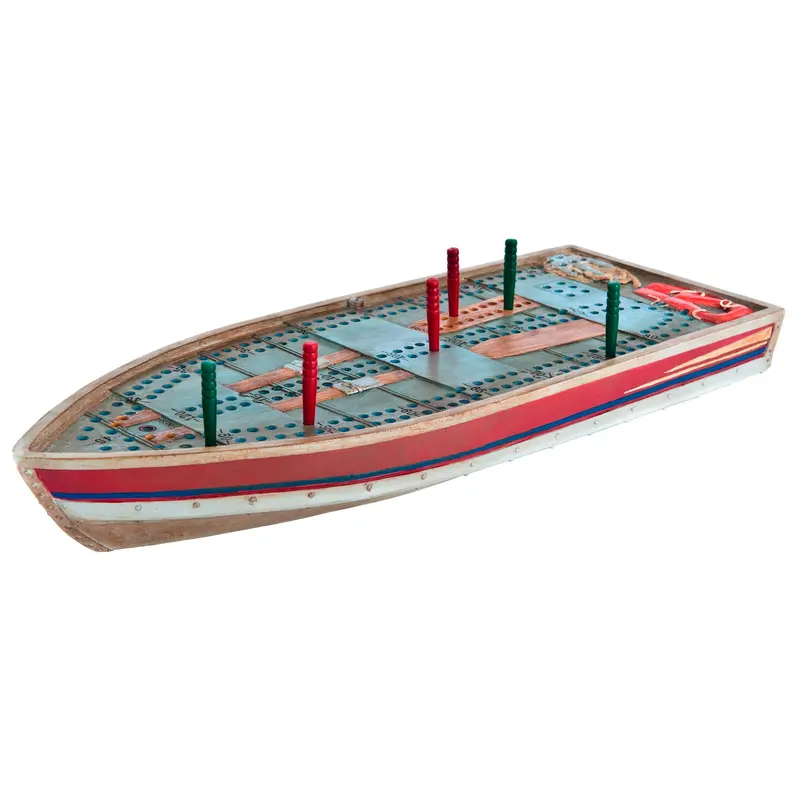 Vintage Tin Boat Cribbage Board 1